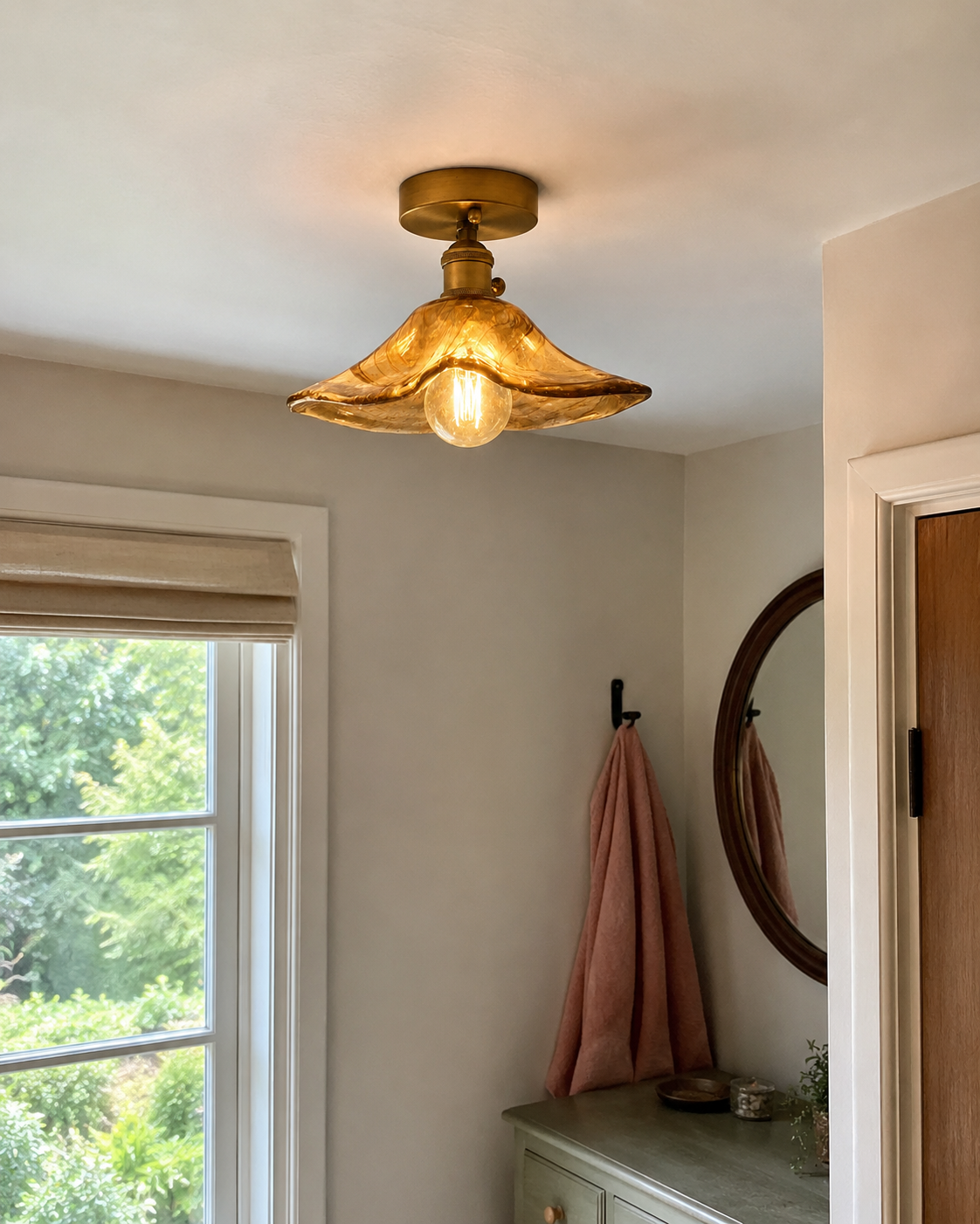 Evangeline | Amber Glass Ceiling Lamp