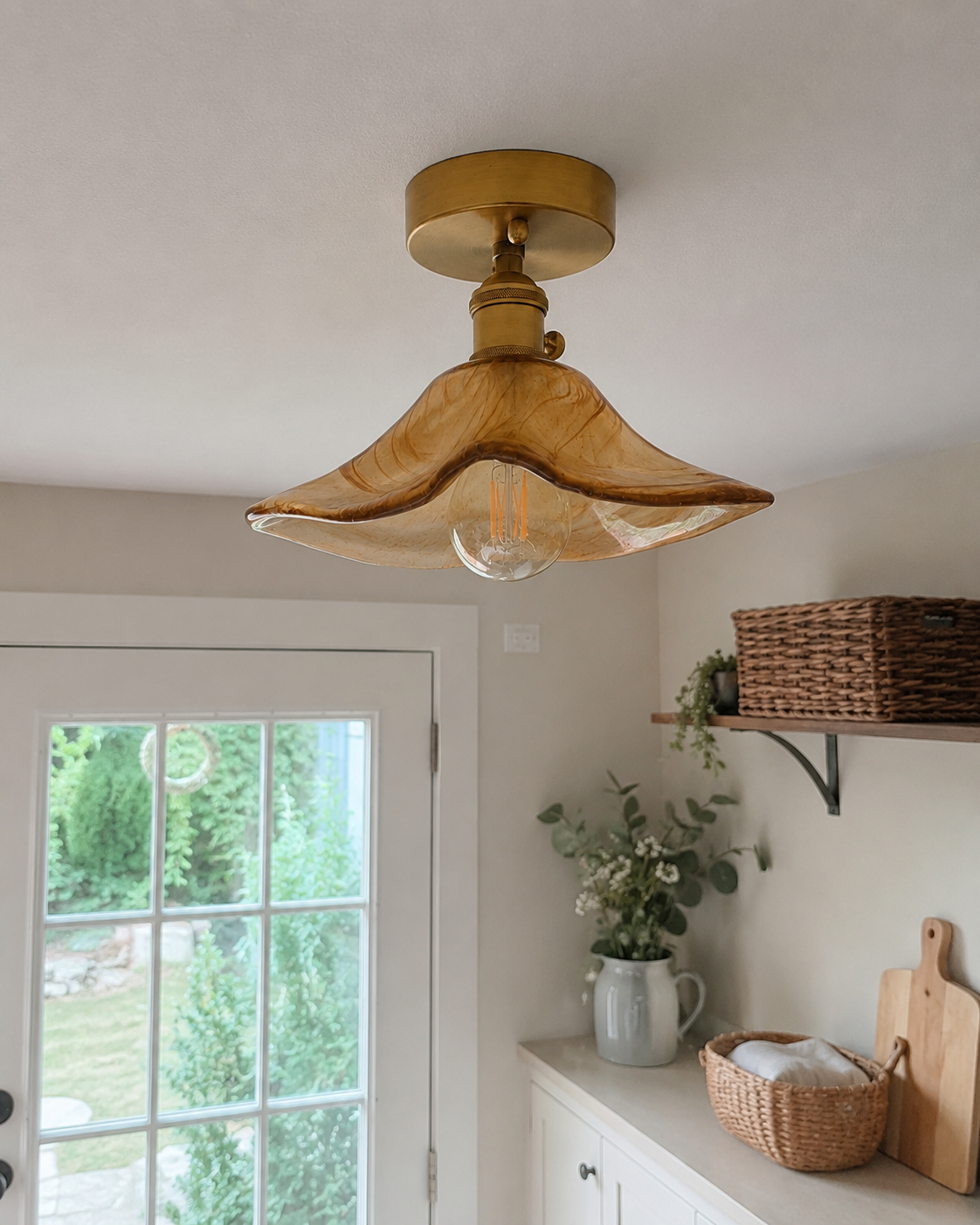 Evangeline | Amber Glass Ceiling Lamp