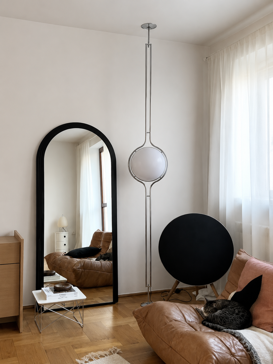 Emeric | Bauhaus Acrylic Globe Arc Floor Lamp