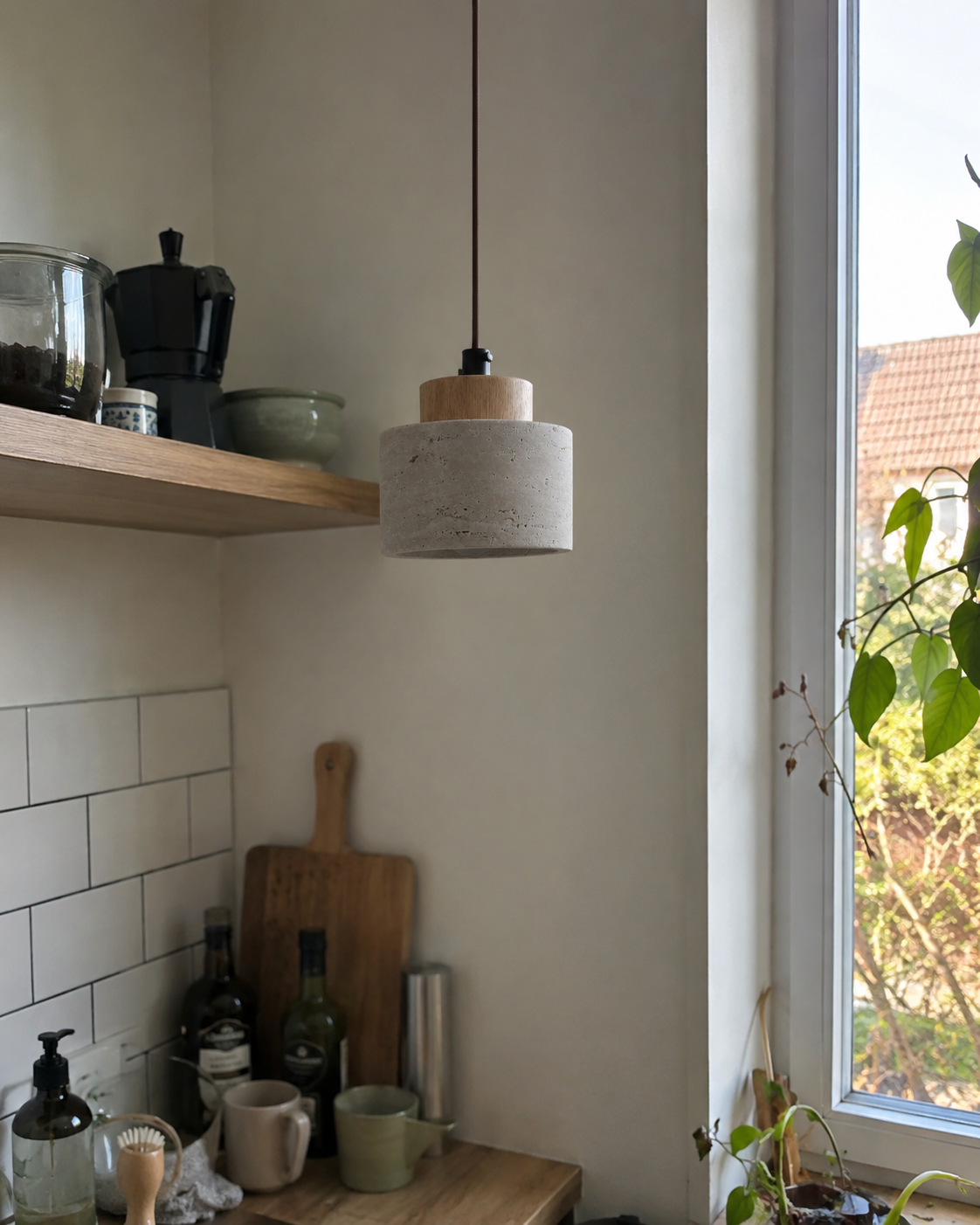 Ash | Japanese Wabi-Sabi Cave Stone Pendant Light