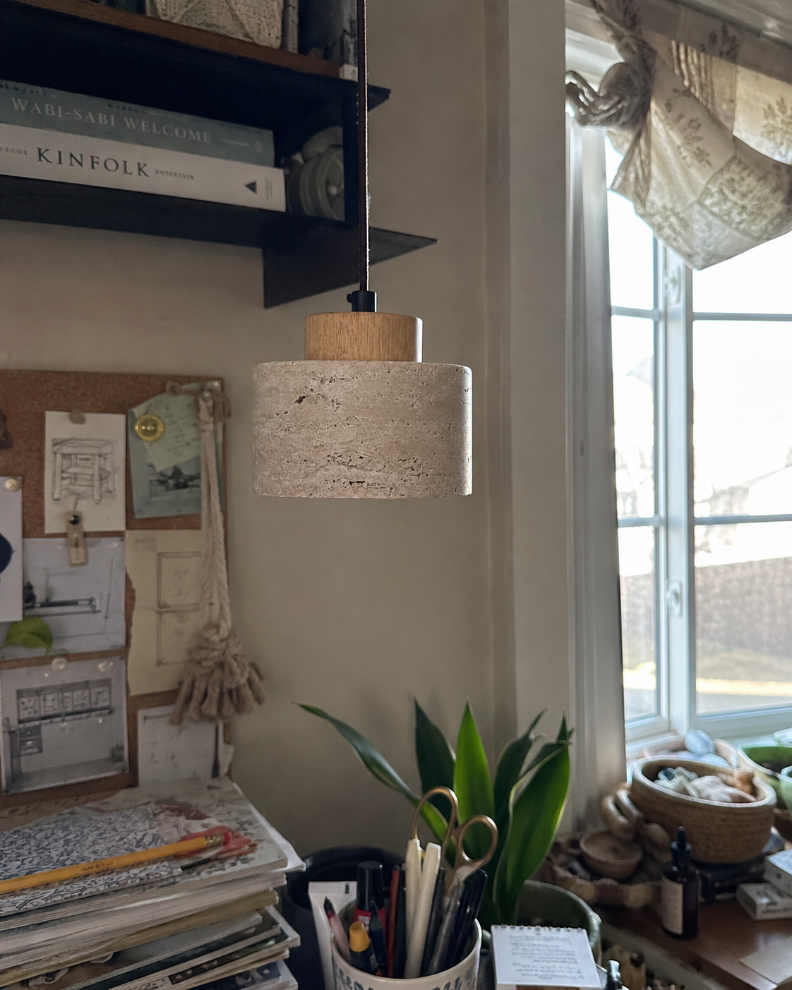 Ash | Japanese Wabi-Sabi Cave Stone Pendant Light