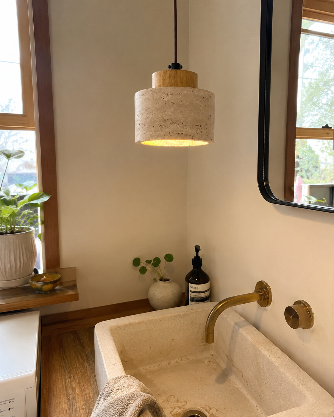 Ash | Japanese Wabi-Sabi Cave Stone Pendant Light