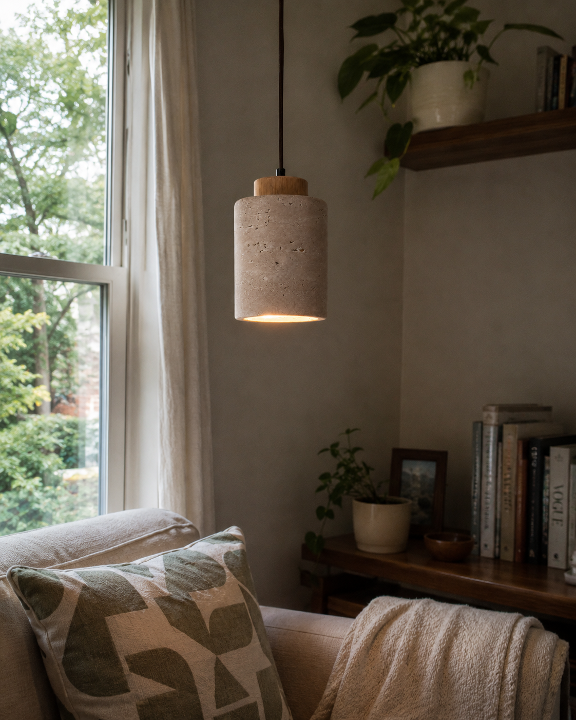 Ash | Japanese Wabi-Sabi Cave Stone Pendant Light