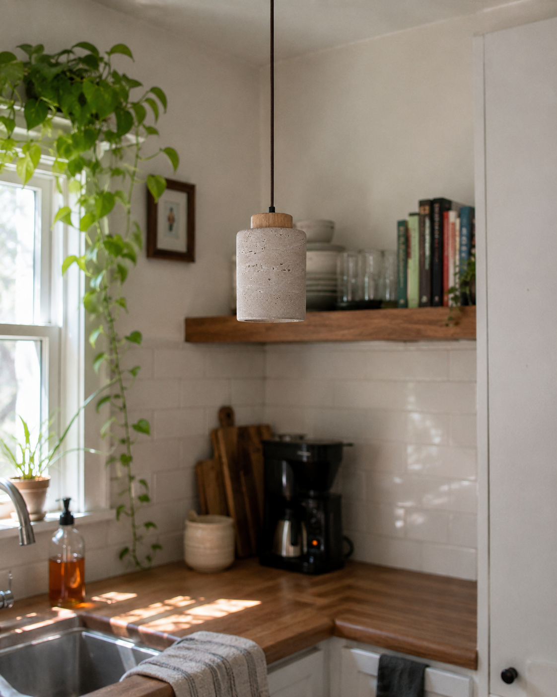 Ash | Japanese Wabi-Sabi Cave Stone Pendant Light