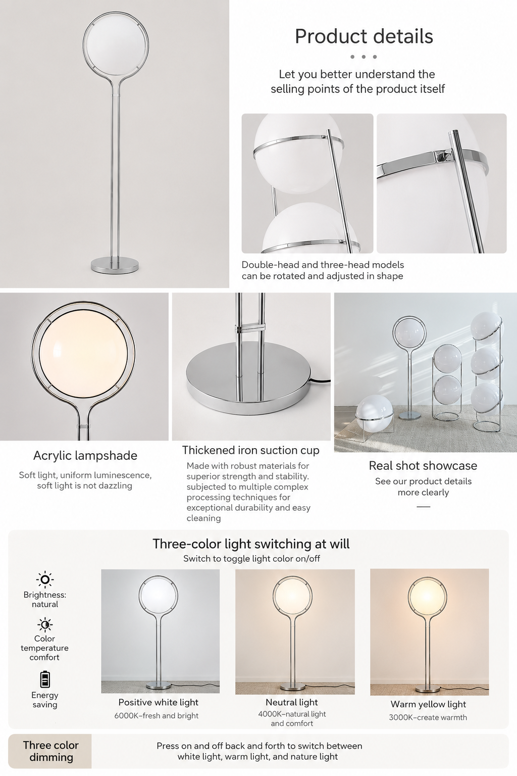 Callan | Bauhaus Acrylic Globe Floor Lamp