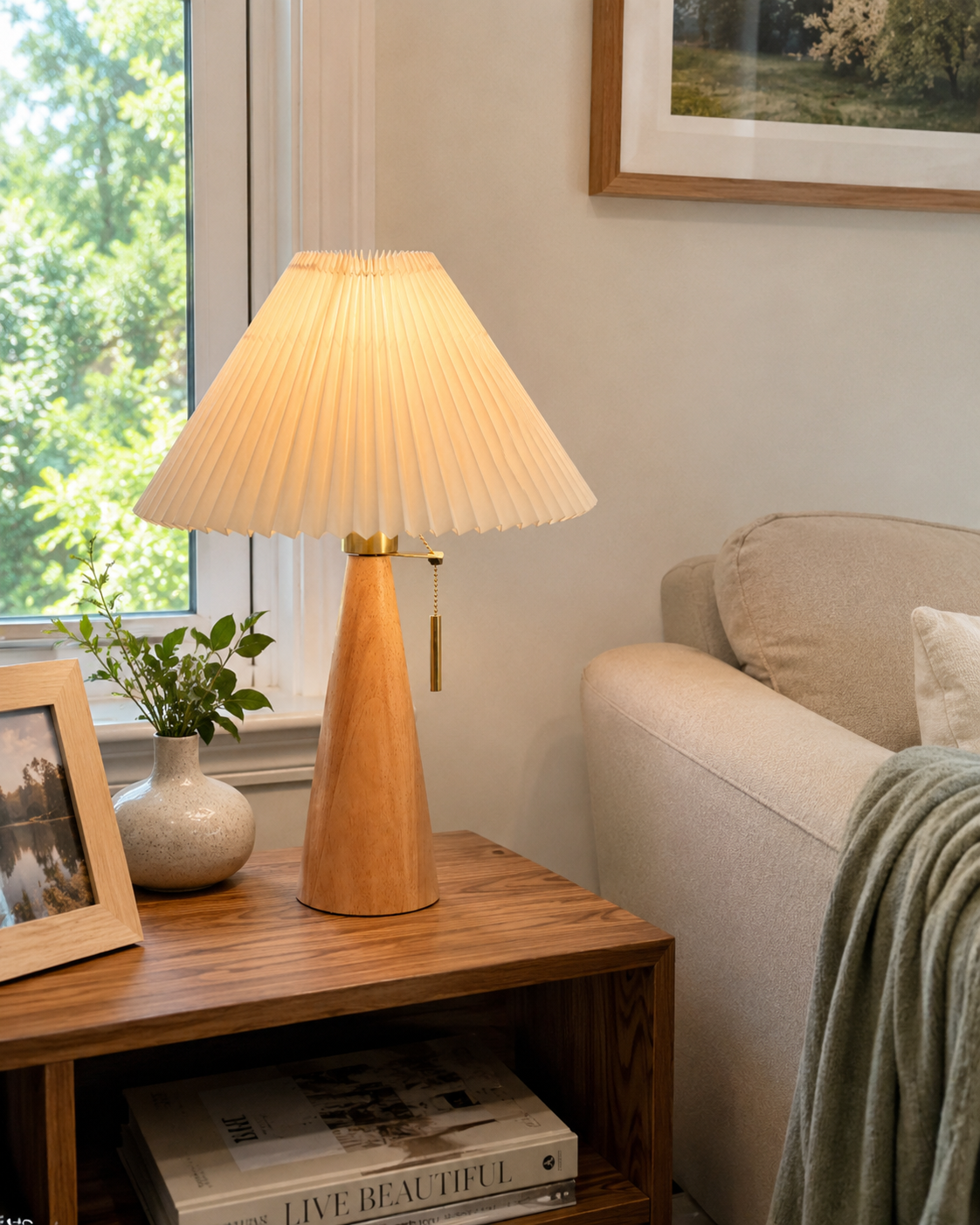 Marlowe | Modern Pleated Wood Table Lamp