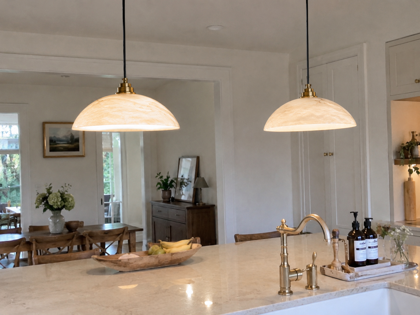 Marisol | Copper Marble Round Chandelier