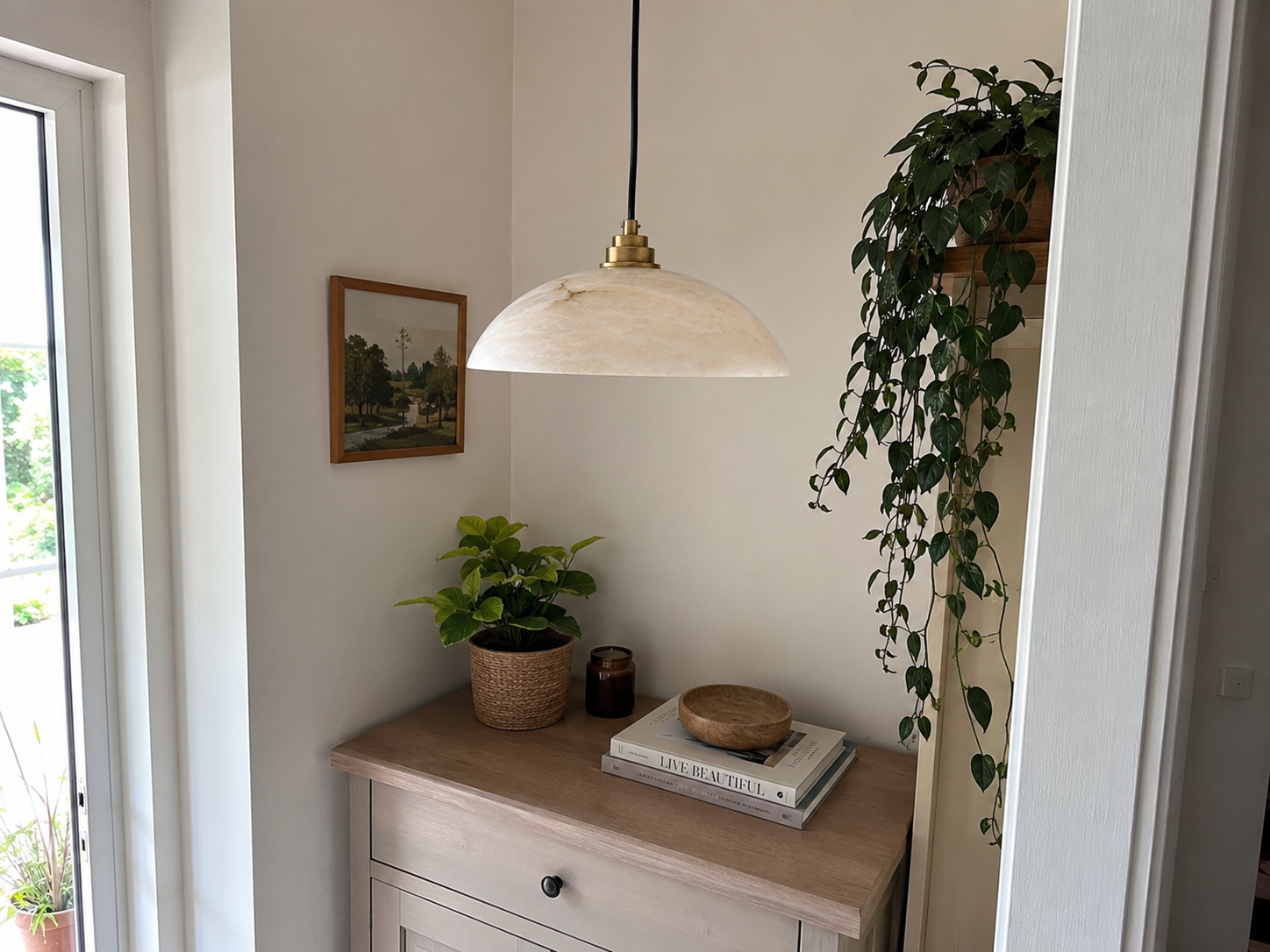 Marisol | Copper Marble Round Chandelier