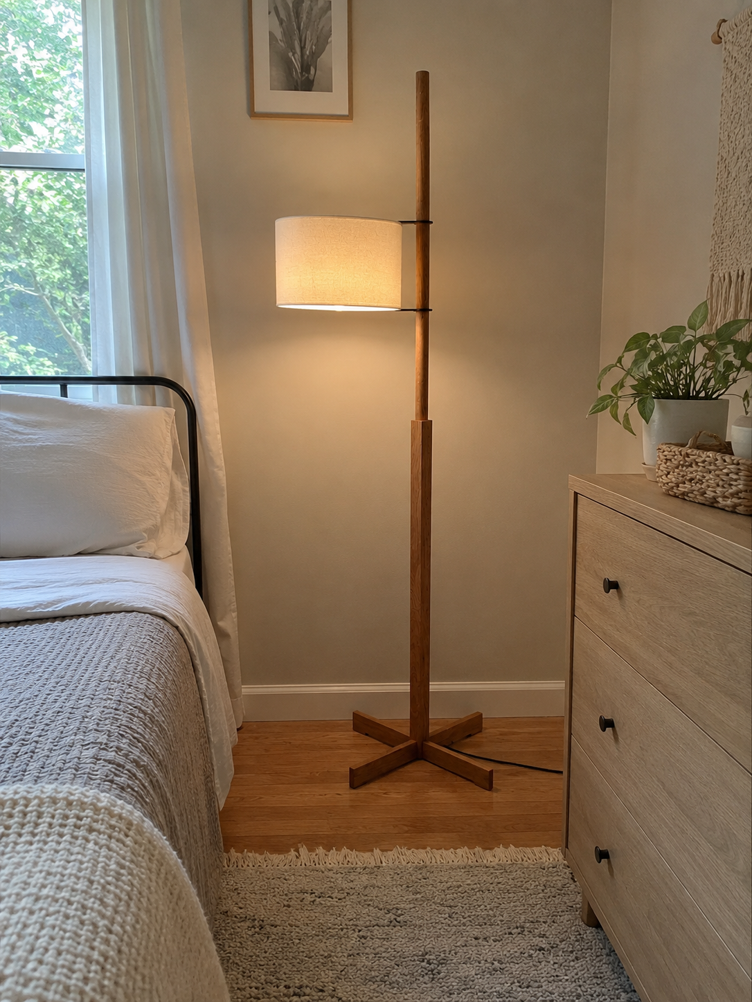 August | Nordic Solid Wood Adjustable Floor Lamp