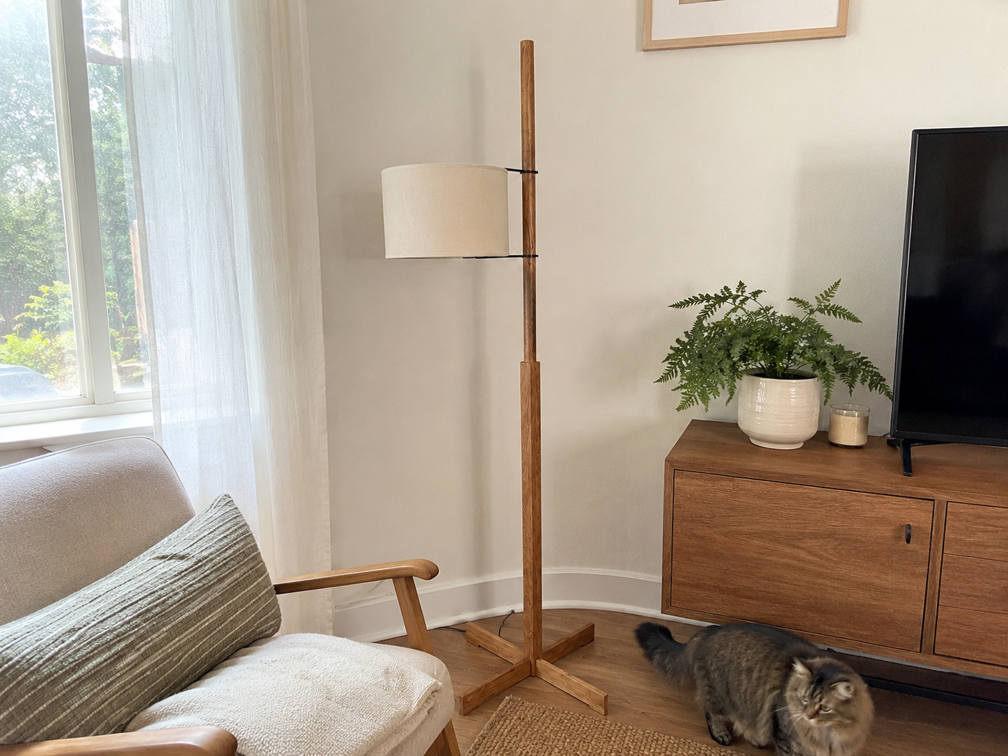 August | Nordic Solid Wood Adjustable Floor Lamp