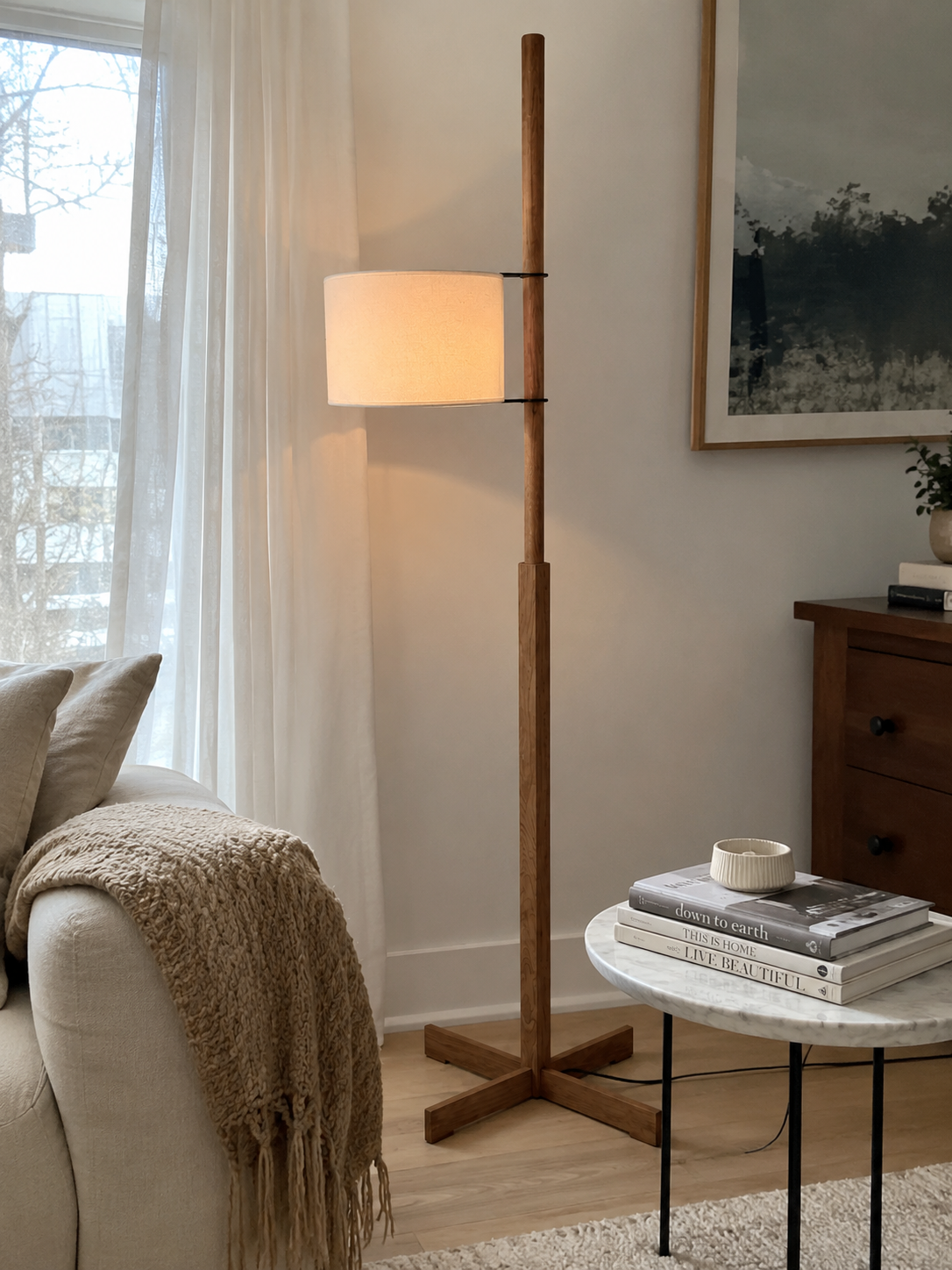 August | Nordic Solid Wood Adjustable Floor Lamp