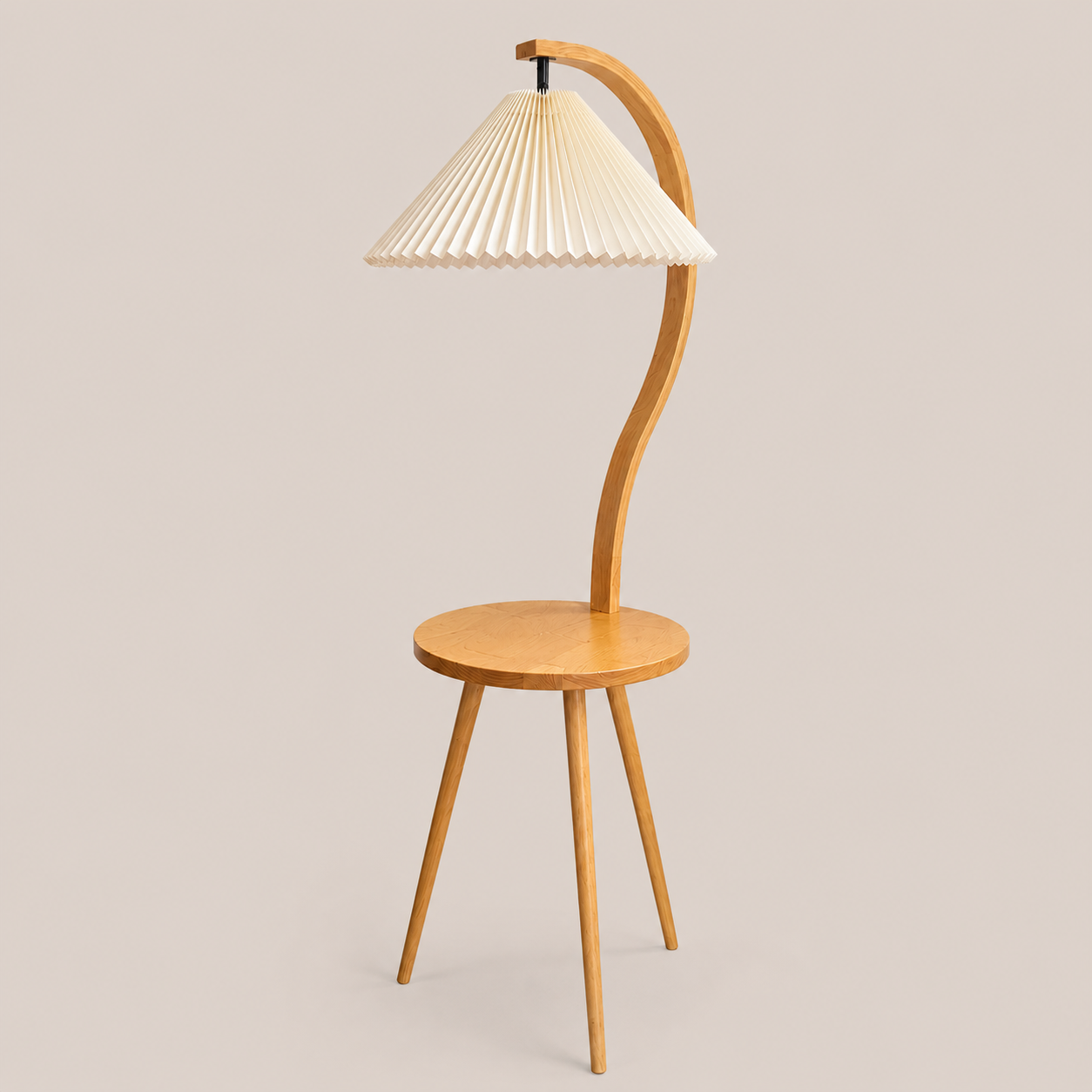 Felix | Modern Wood Floor Lamp with Side Table