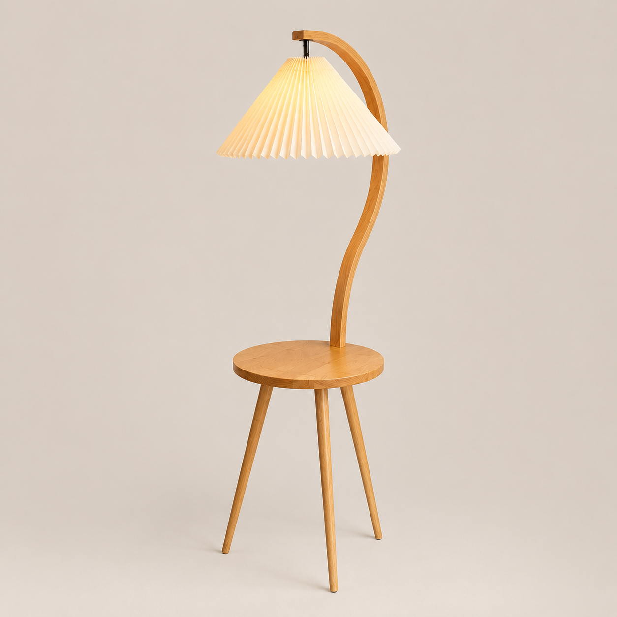 Felix | Modern Wood Floor Lamp with Side Table