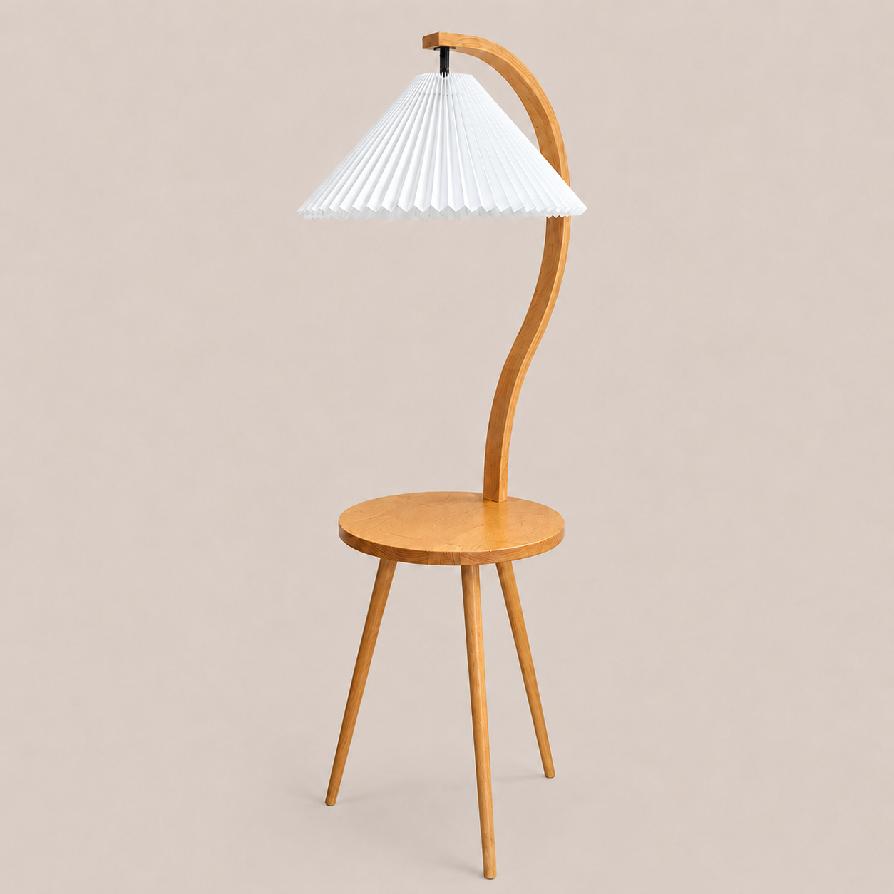 Felix | Modern Wood Floor Lamp with Side Table