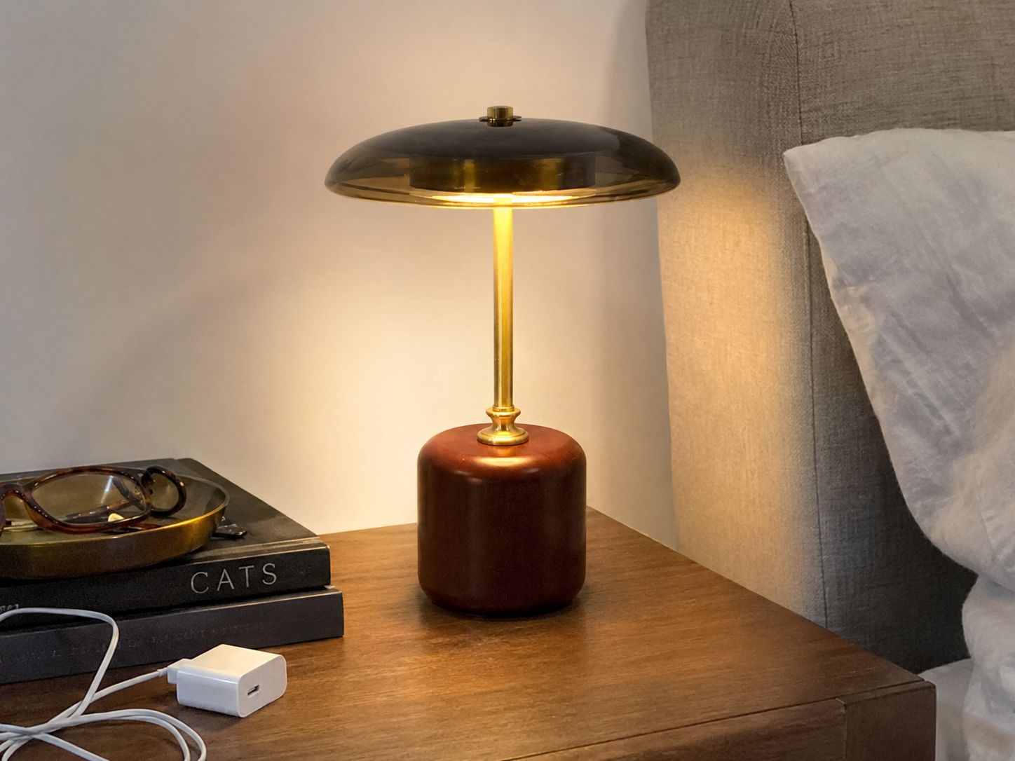 Adelina | Brass Glass Bedside Lamp