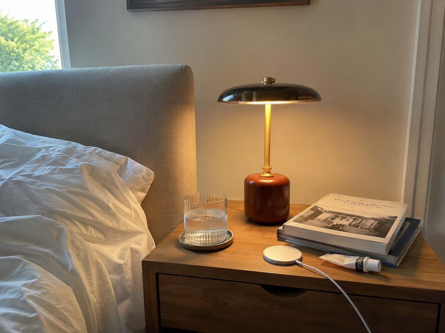 Adelina | Brass Glass Bedside Lamp