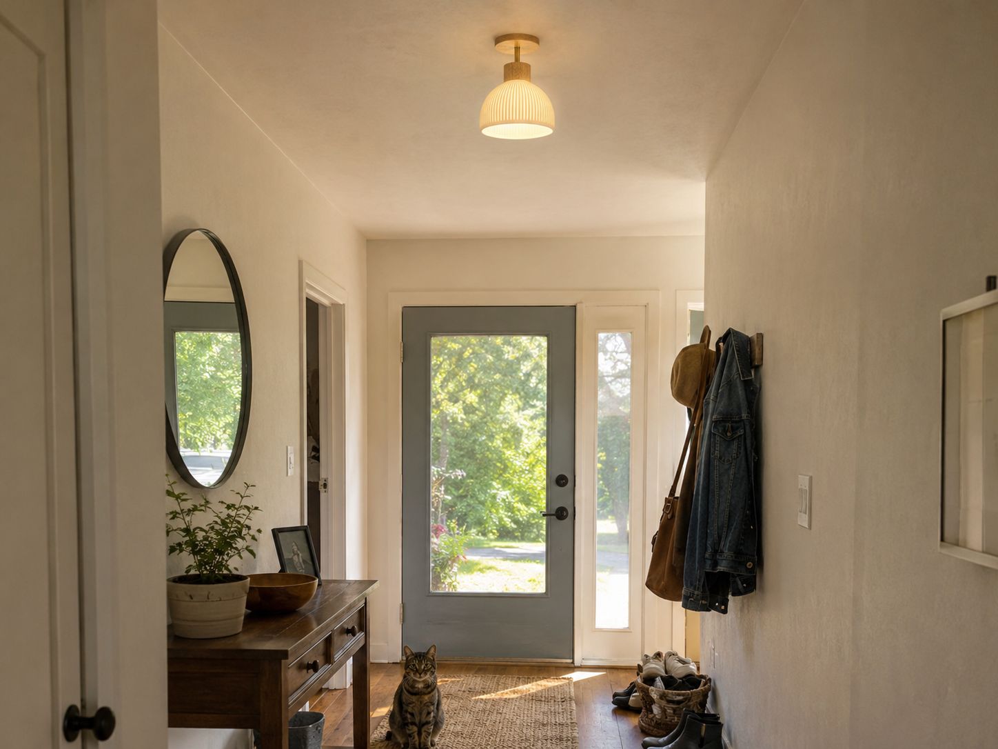 Ezra | Nordic Cream Flush Mount Ceiling Light