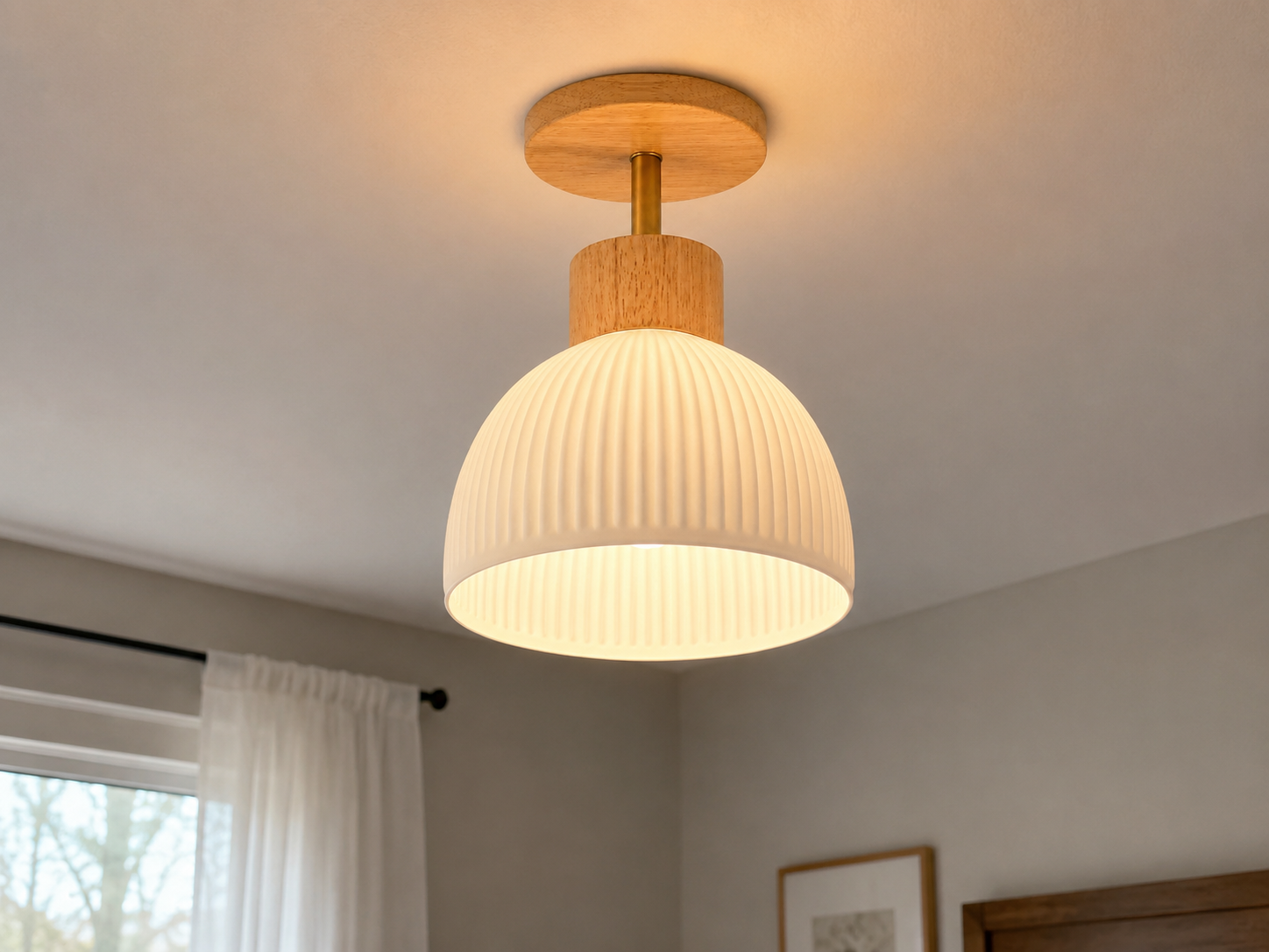 Ezra | Nordic Cream Flush Mount Ceiling Light