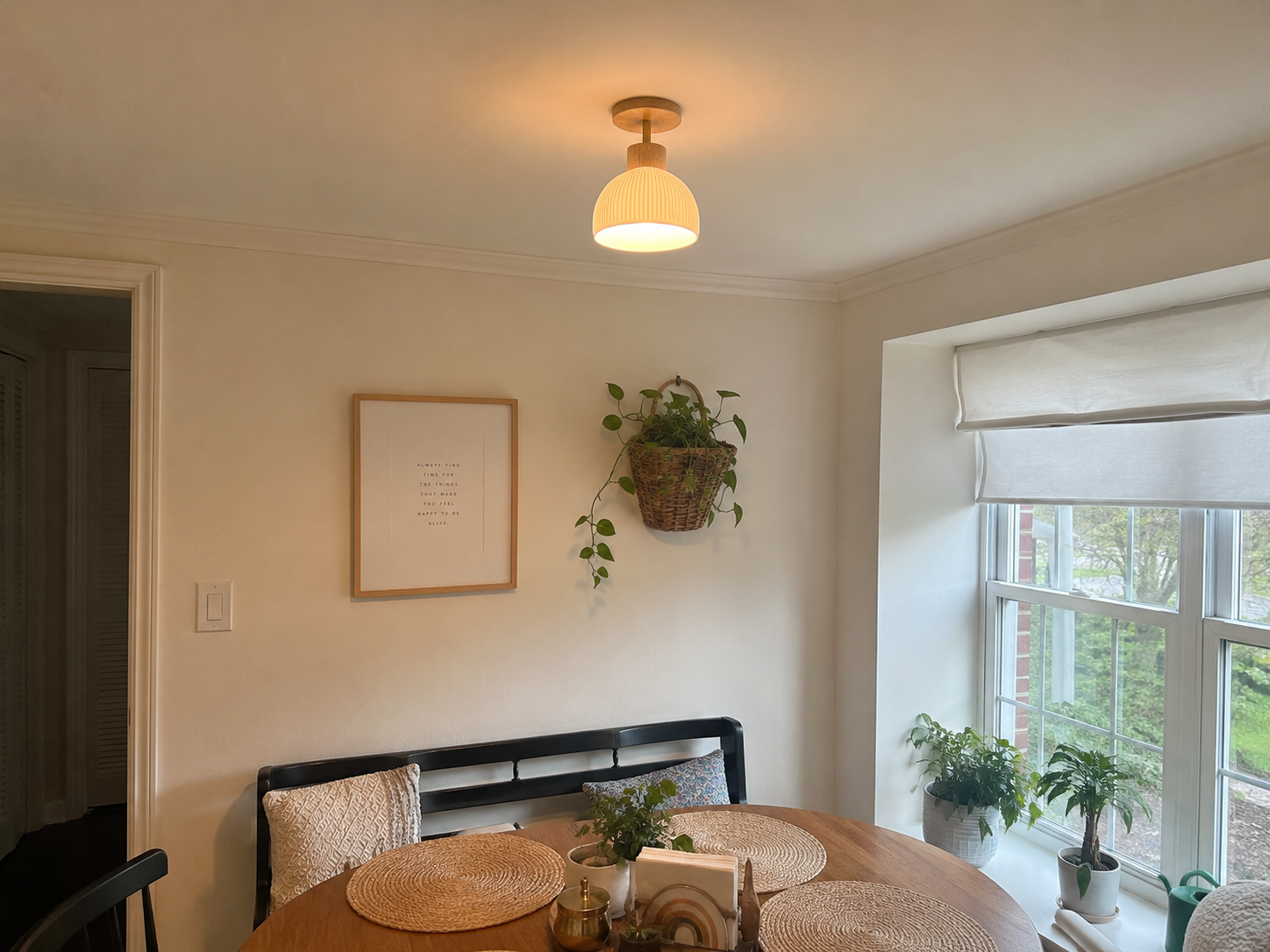 Ezra | Nordic Cream Flush Mount Ceiling Light