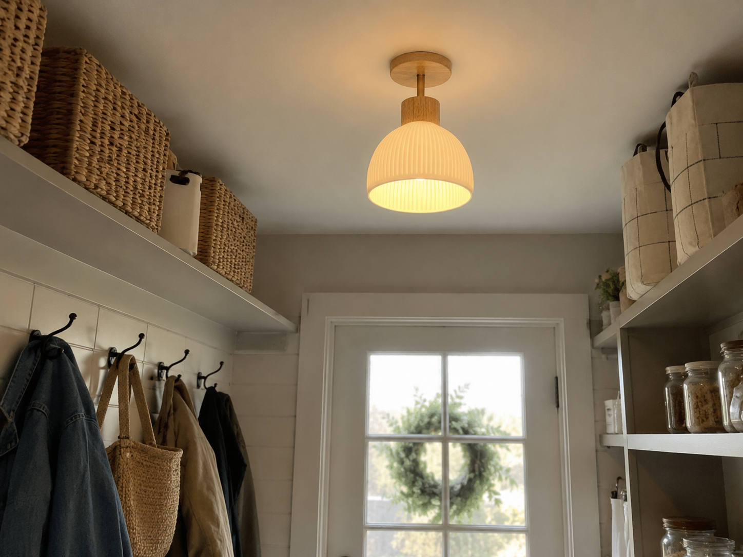 Ezra | Nordic Cream Flush Mount Ceiling Light