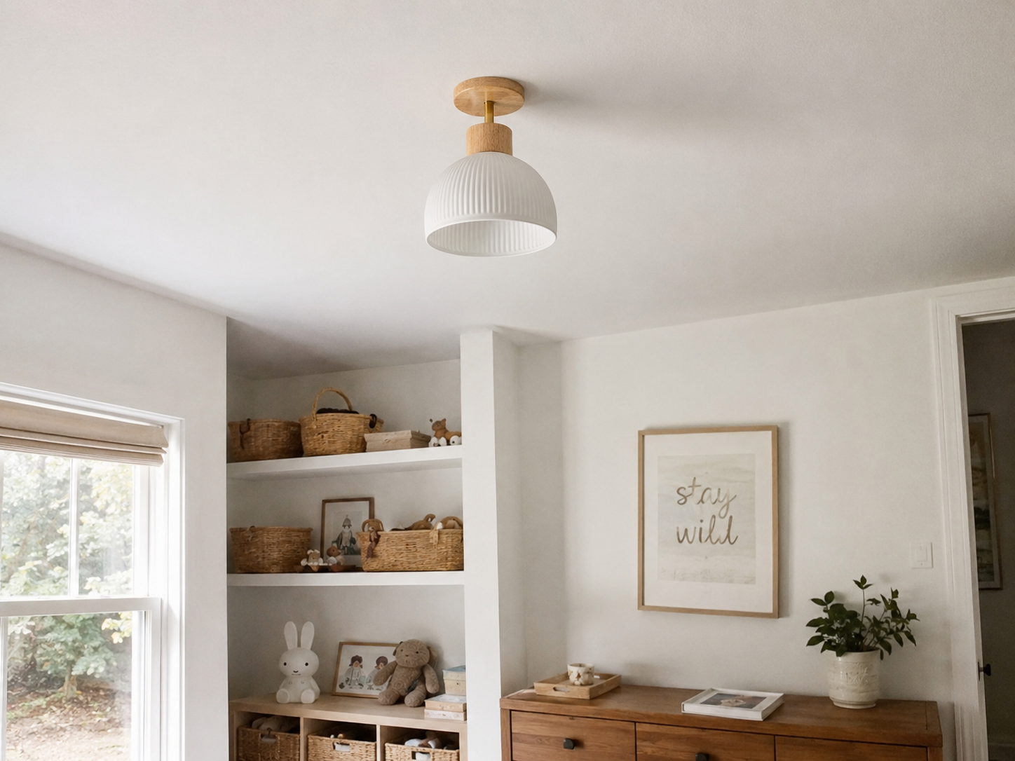 Ezra | Nordic Cream Flush Mount Ceiling Light