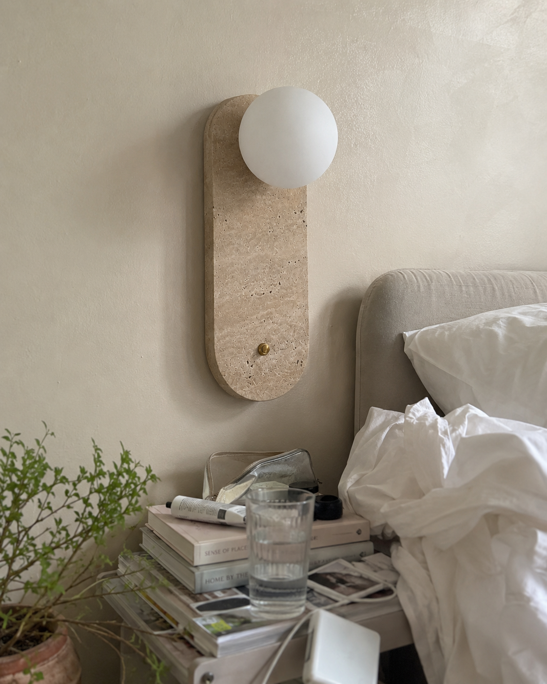 Tama | Yellow Travertine Wall Sconce