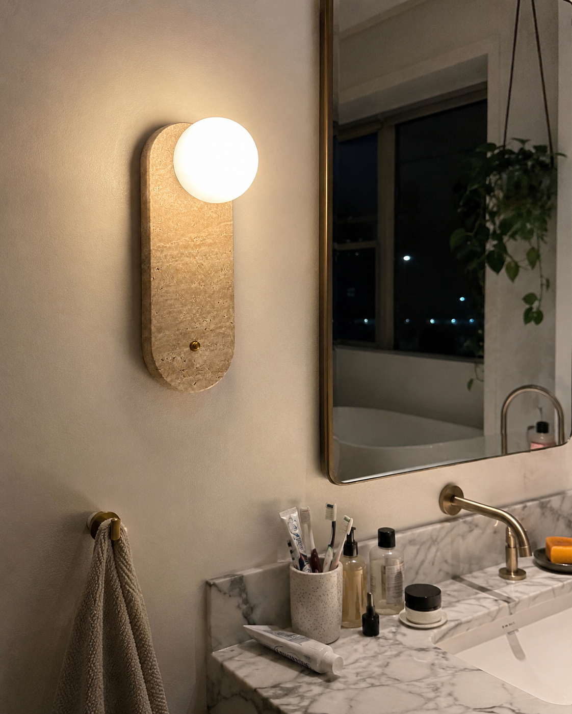 Tama | Yellow Travertine Wall Sconce