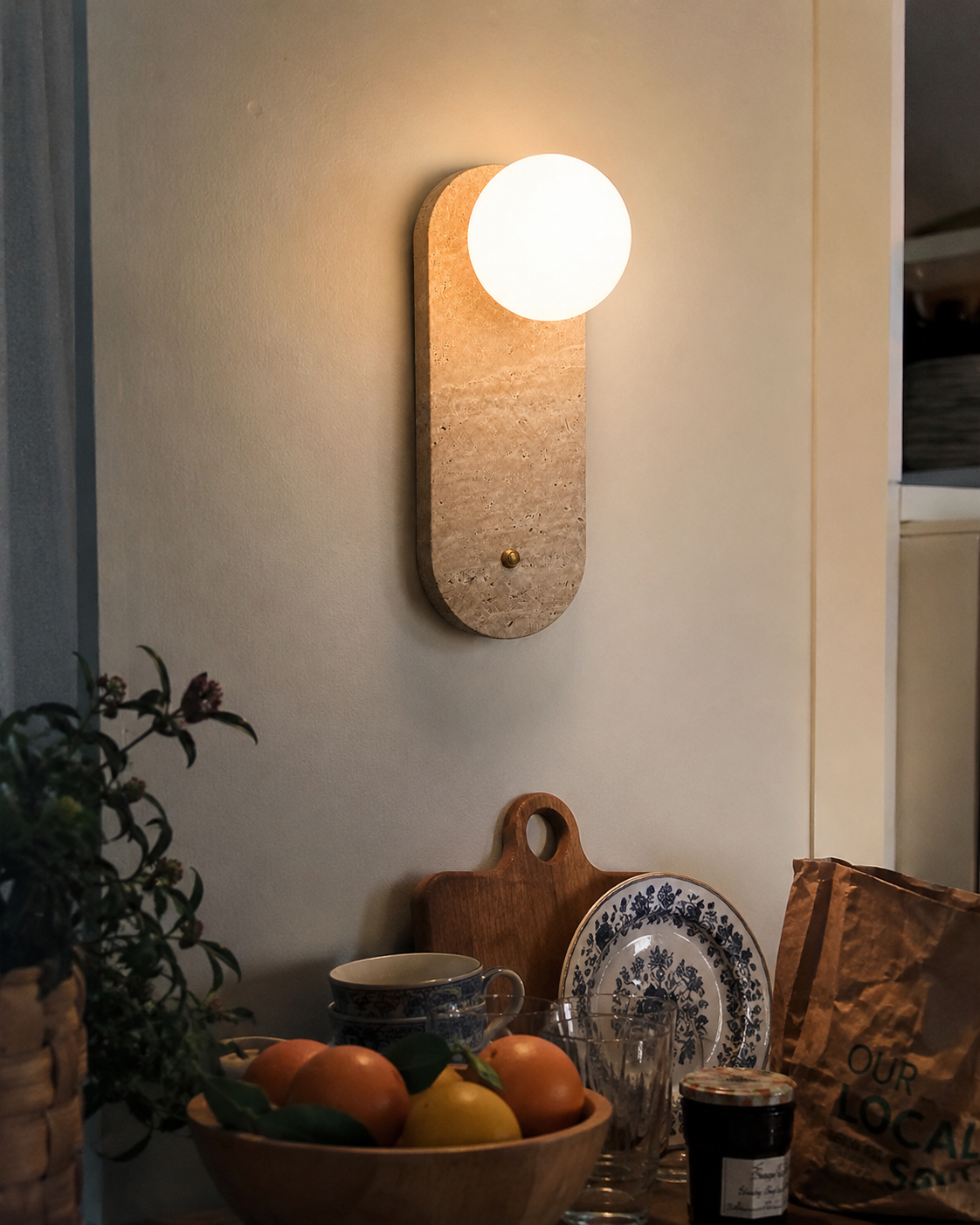Tama | Yellow Travertine Wall Sconce