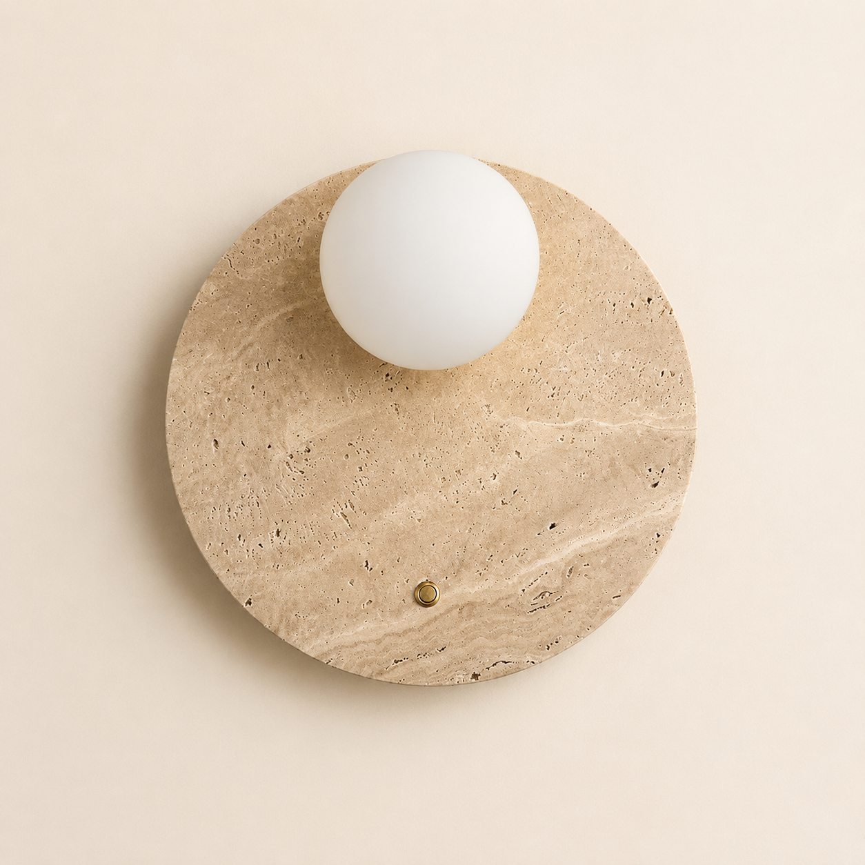 En | Travertine Round Wall Sconce