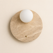 En | Travertine Round Wall Sconce