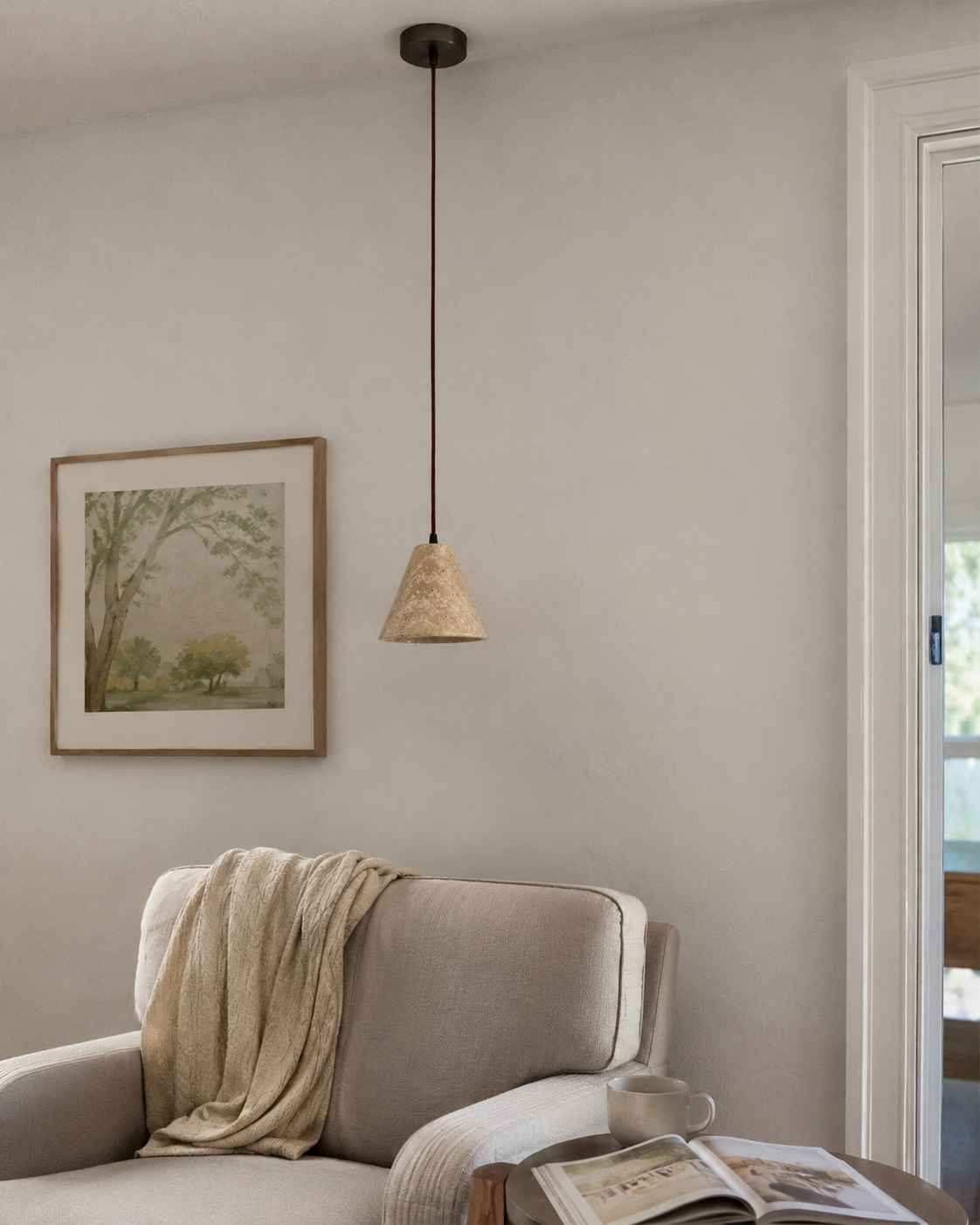 Iwa | Travertine Stone Pendant Light