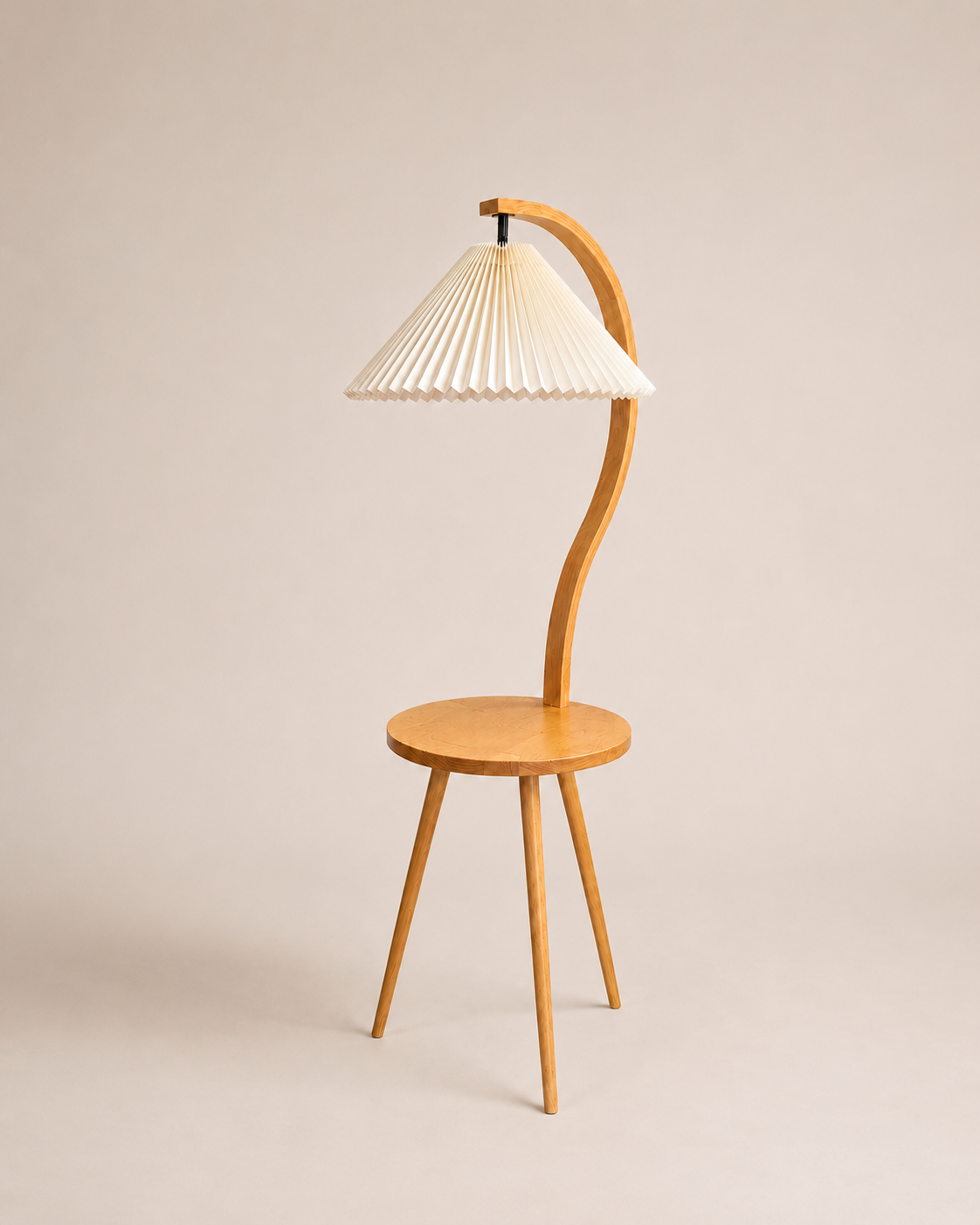 Felix | Modern Wood Floor Lamp with Side Table