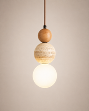 Briar | Travertine Wood Globe Pendant Light