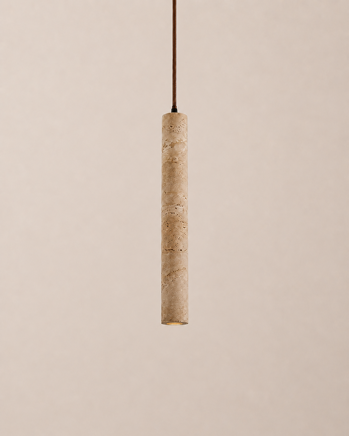 Hashira | Travertine Cylinder Pendant Light