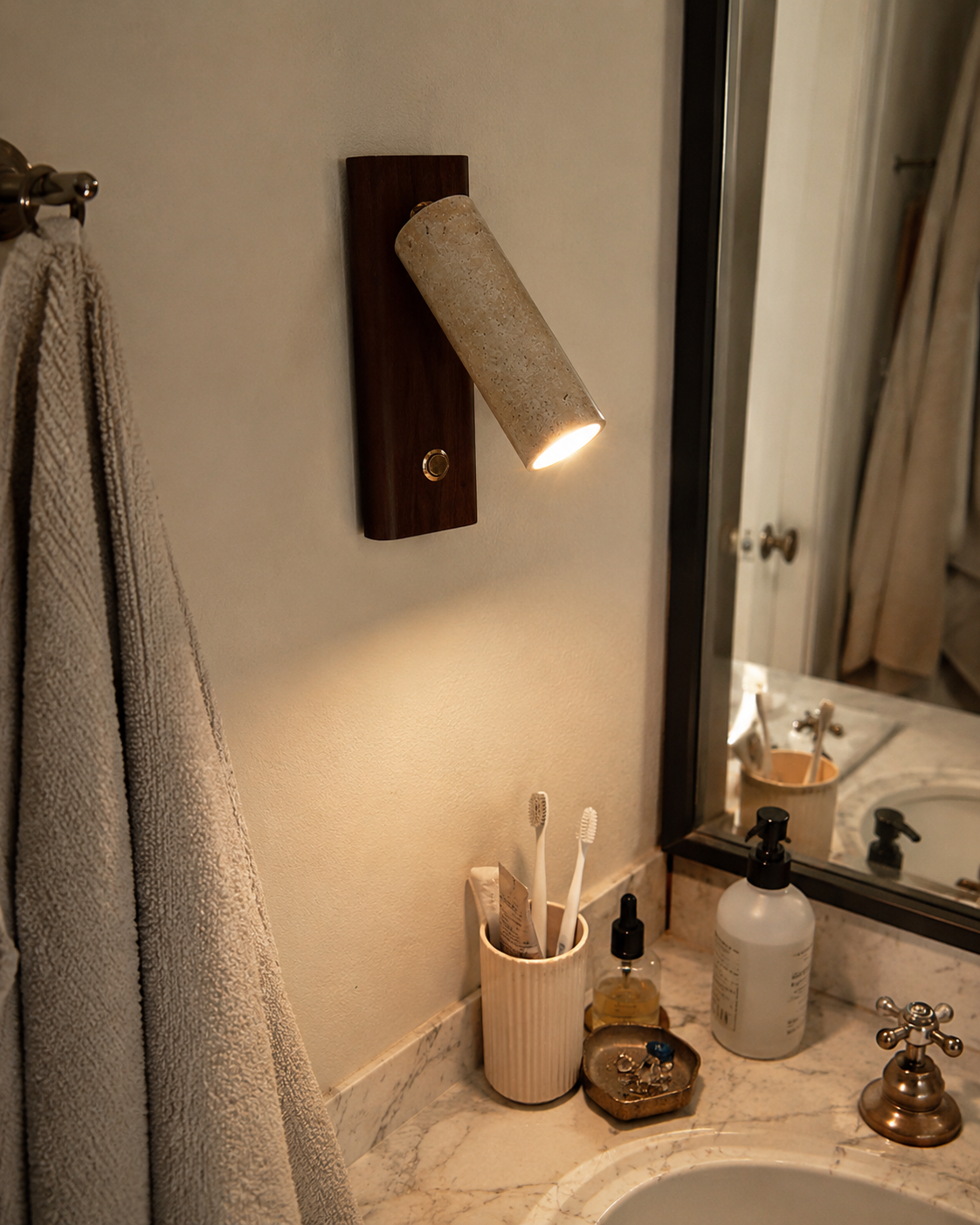 Iwa | Travertine Pivot Wall Sconce