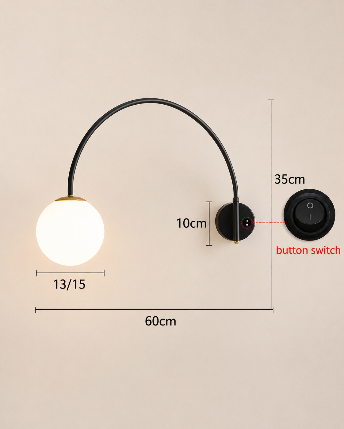 Yumi | Arc Frosted Globe Wall Sconce