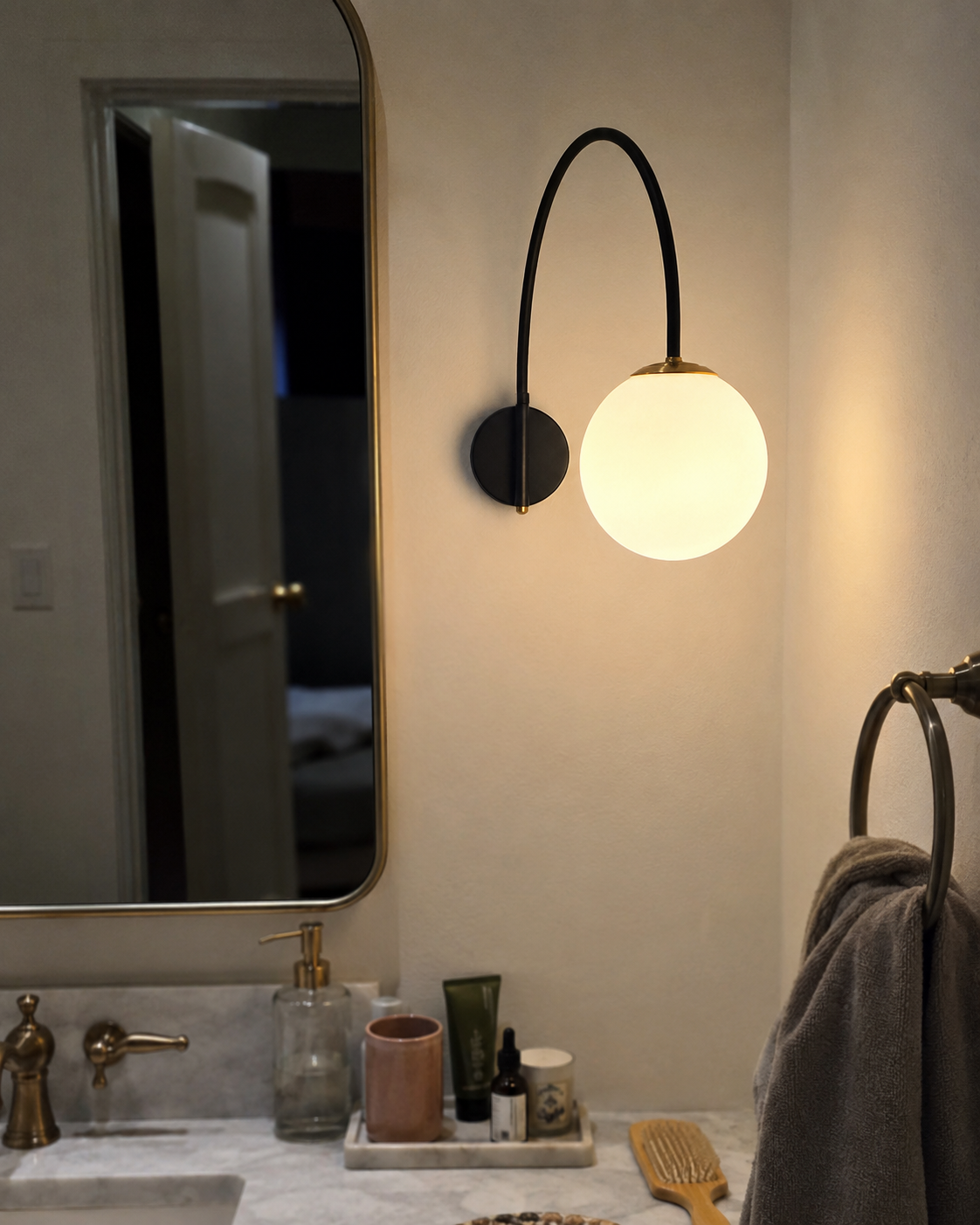 Yumi | Arc Frosted Globe Wall Sconce
