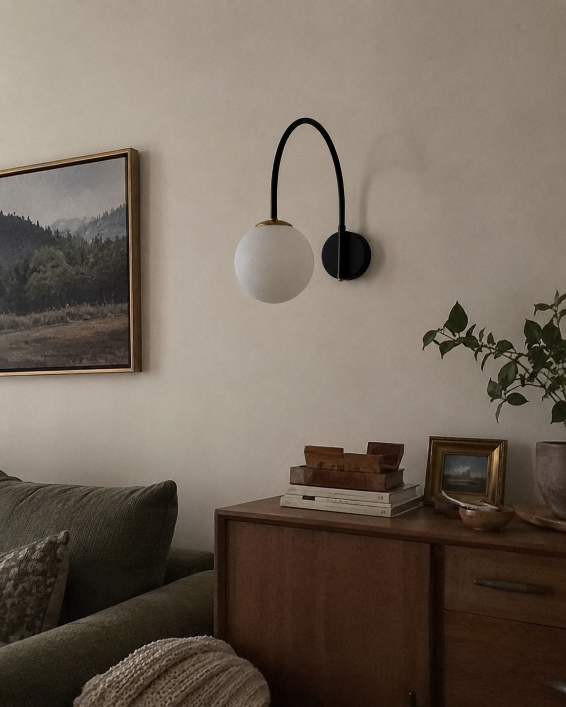 Yumi | Arc Frosted Globe Wall Sconce