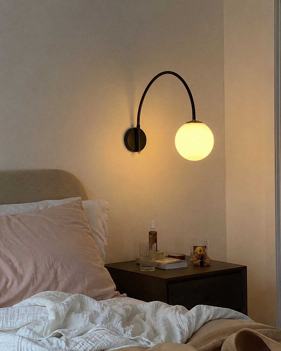 Yumi | Arc Frosted Globe Wall Sconce