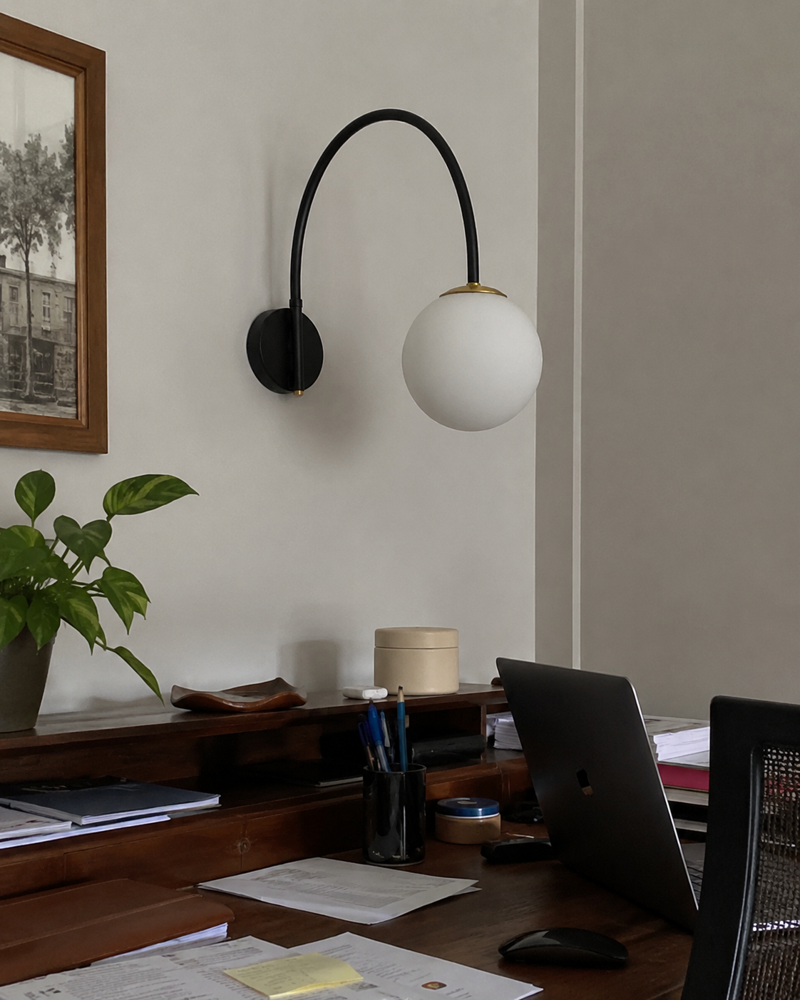 Yumi | Arc Frosted Globe Wall Sconce