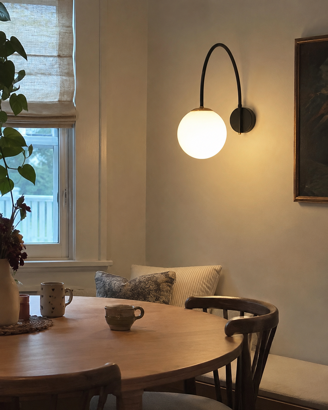 Yumi | Arc Frosted Globe Wall Sconce
