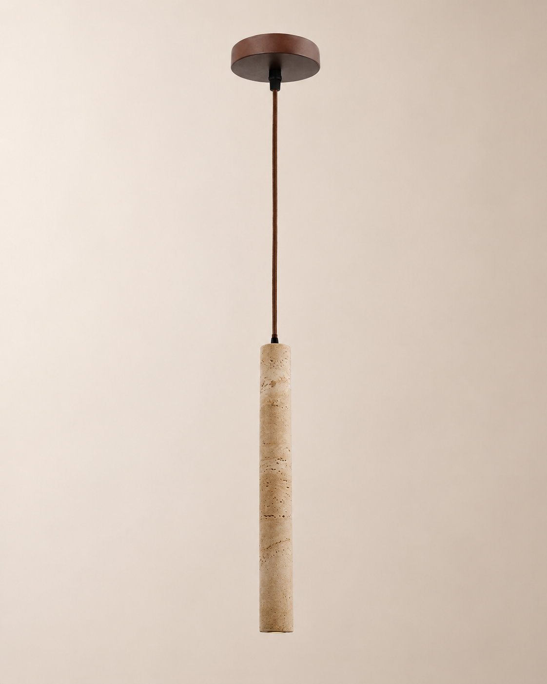 Hashira | Travertine Cylinder Pendant Light