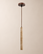 Hashira | Travertine Cylinder Pendant Light