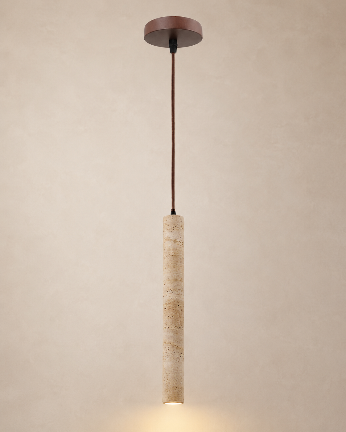 Hashira | Travertine Cylinder Pendant Light