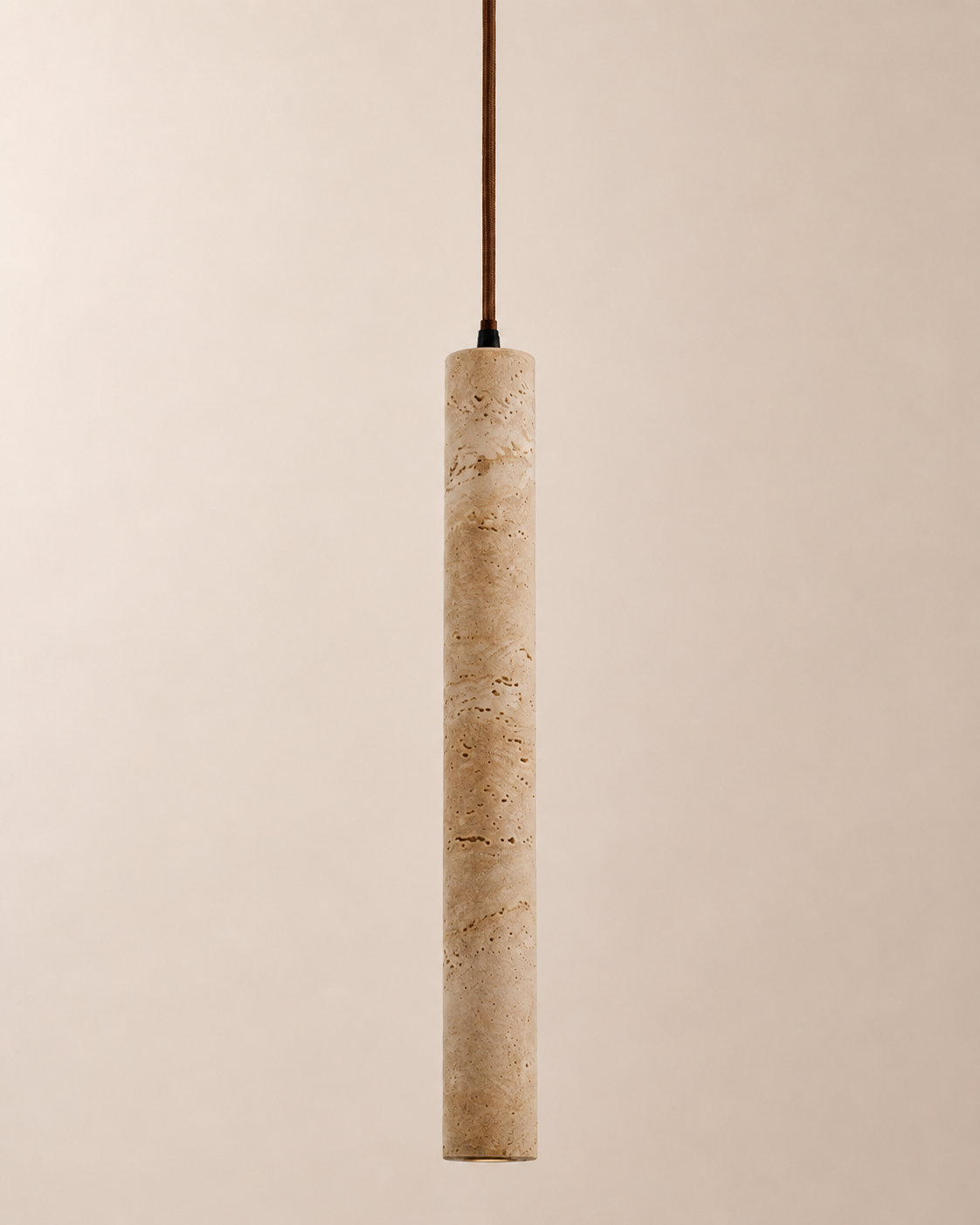 Hashira | Travertine Cylinder Pendant Light