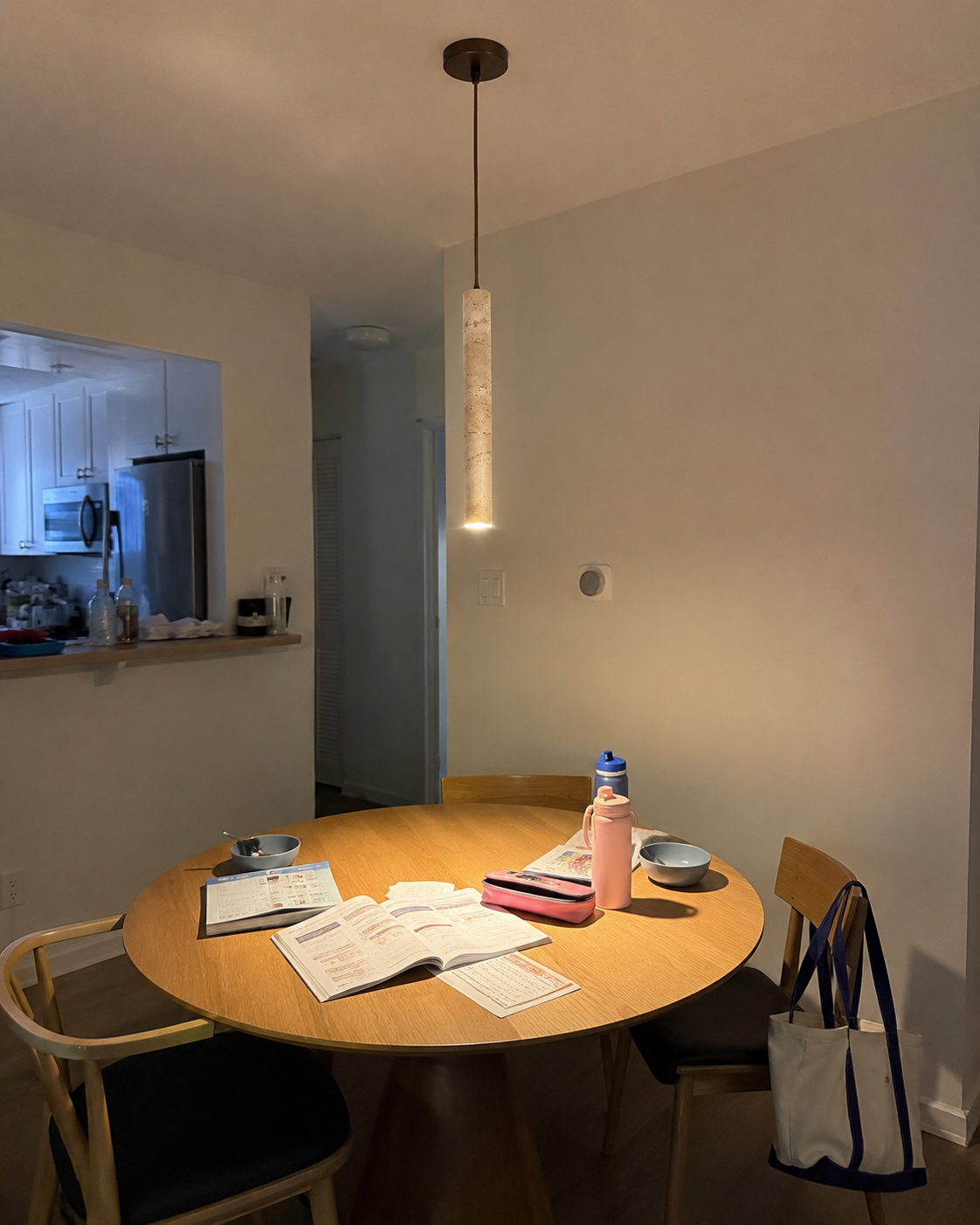 Hashira | Travertine Cylinder Pendant Light