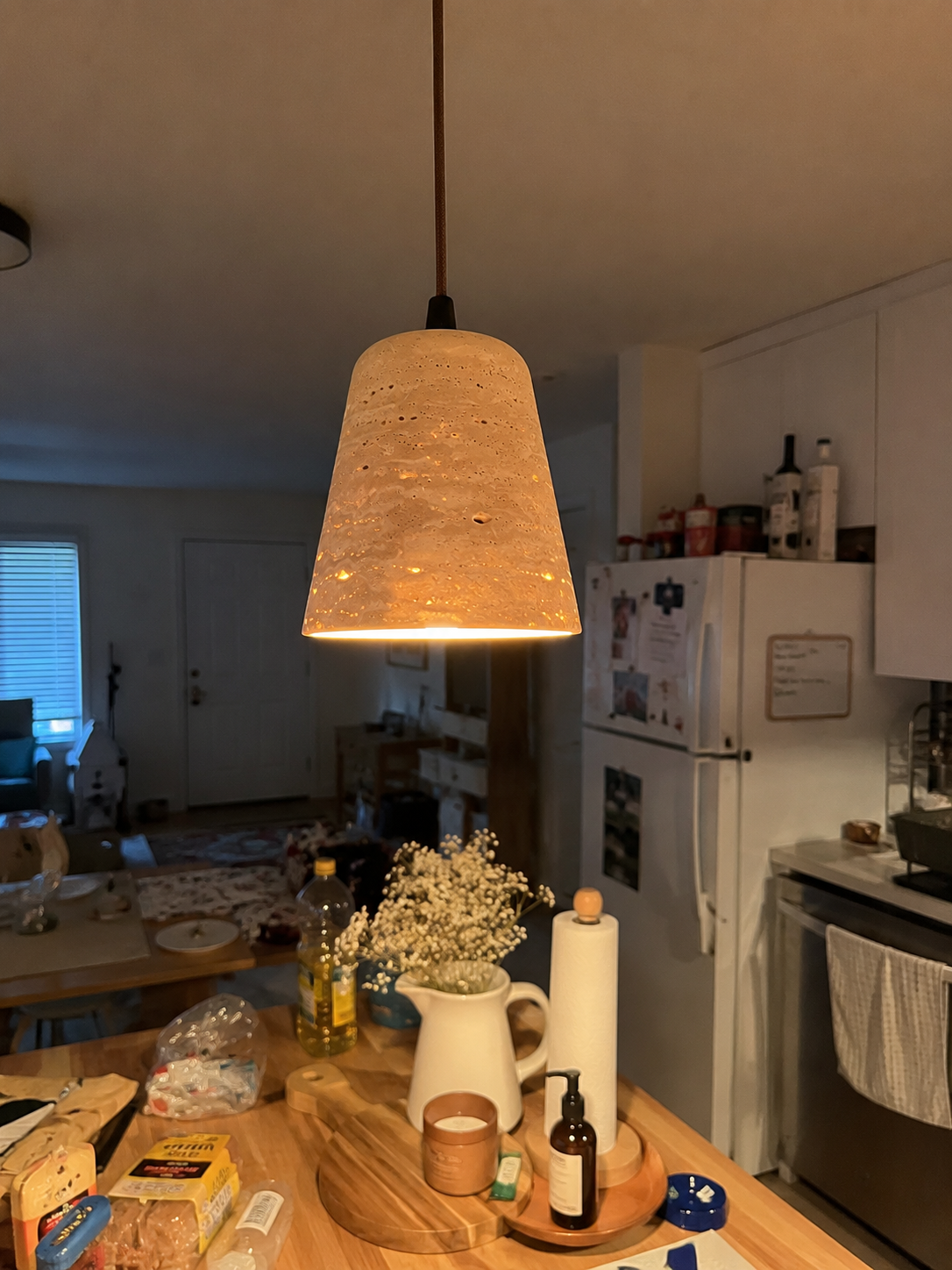 Nala | Travertine Cone Pendant Light