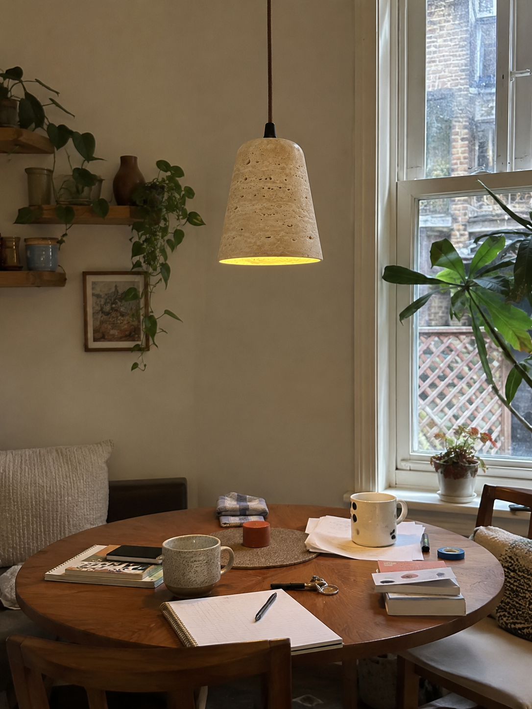 Nala | Travertine Cone Pendant Light