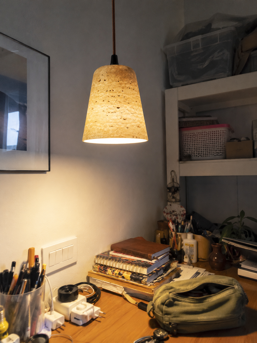 Nala | Travertine Cone Pendant Light