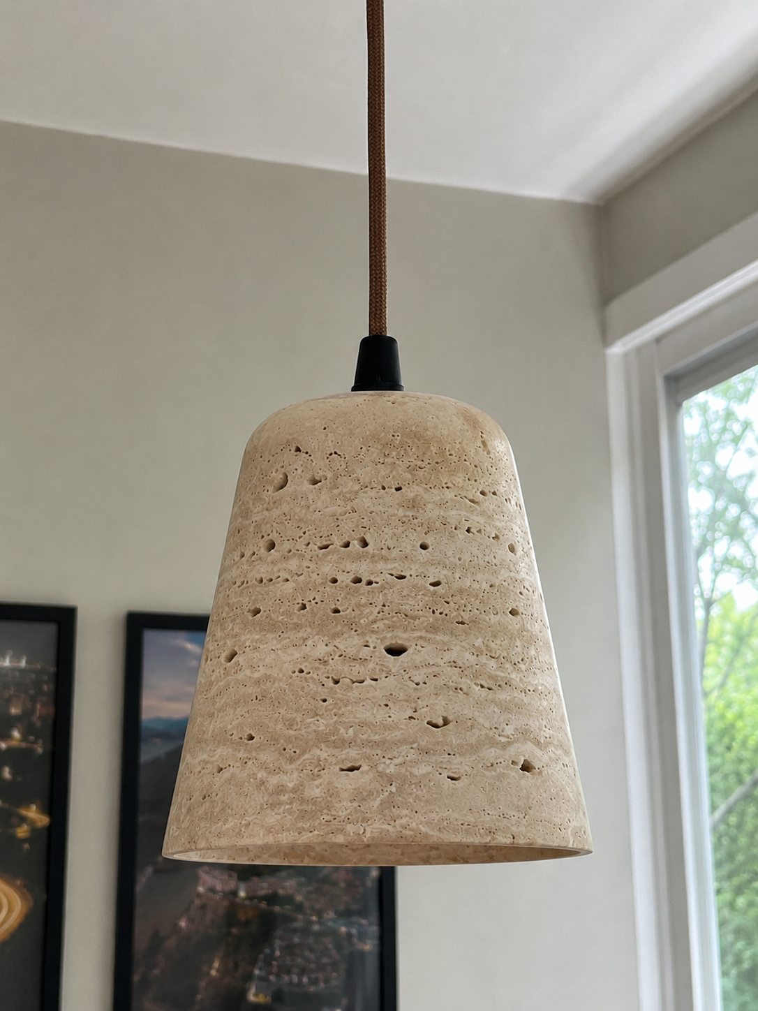 Nala | Travertine Cone Pendant Light